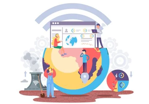 Impact of using social media. Harmful influence of applying the wireless Stock Illustration