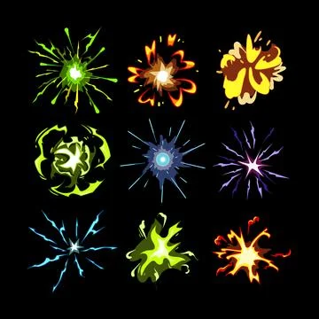 Impact vfx set cartoon vector illustration Stock Illustration