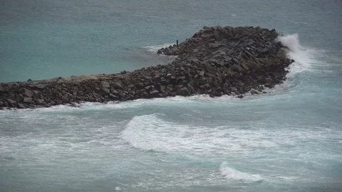 The impact of the waves on the cliffs or shoreline 2 스톡 동영상 111257649