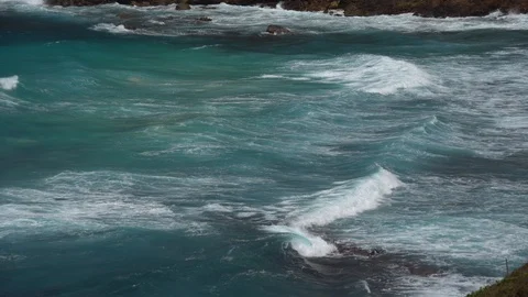 The impact of the waves on the cliffs or shoreline 5 Stock Footage 111260678