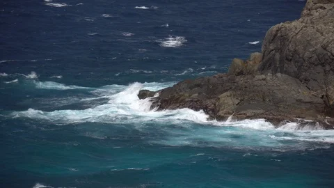 The impact of the waves on the cliffs or shoreline 6 Stock Footage 111261363