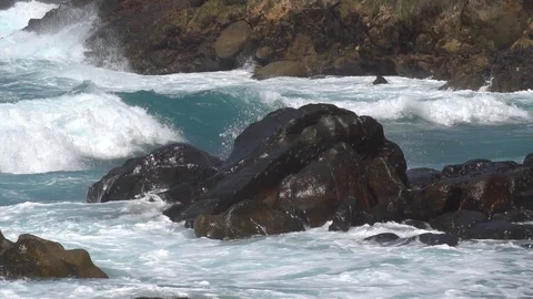 The impact of the waves on the cliffs or shoreline 19 Stock Footage 112181083