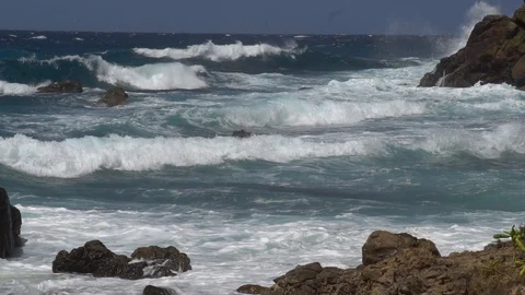 The impact of the waves on the cliffs or shoreline 20 Stock Footage 112181388