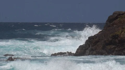 The impact of the waves on the cliffs or shoreline 21 Video stock 112181614