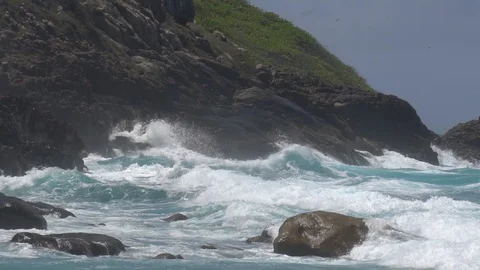 The impact of the waves on the cliffs or shoreline 22 Stock Footage 112181808