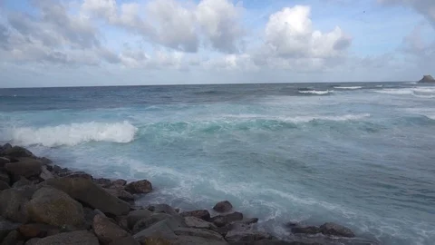 The impact of the waves on the cliffs or shoreline 31 Stock Footage 112183457