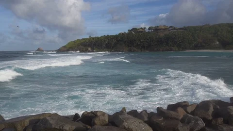 The impact of the waves on the cliffs or shoreline 32 Stock Footage 112183550