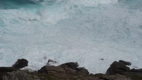 The impact of the waves on the cliffs or shoreline 33 Stock Footage 112186721