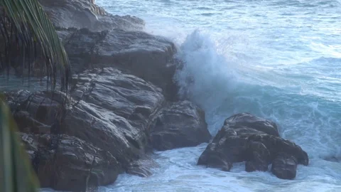 The impact of the waves on the cliffs or shoreline 34 Stock Footage 112188479
