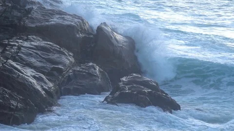 The impact of the waves on the cliffs or shoreline 35 Stock Footage 112188713