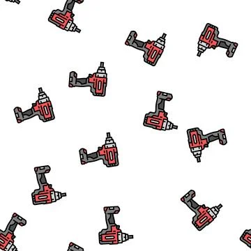 Impact wrench tool vector seamless pattern Stock Illustration