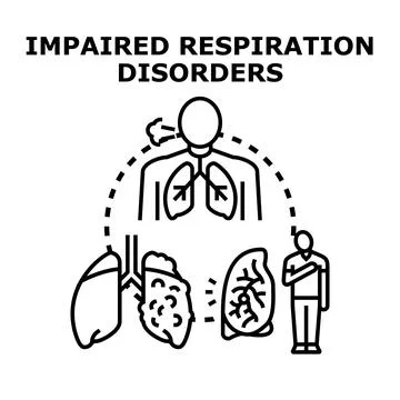 Impaired respiration disorders causing breathing problems concept Stock Illustration