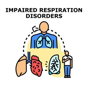 Impaired respiration disorders causing breathing problems concept Stock Illustration