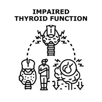 Impaired thyroid function causing various health problems 스톡 일러스트
