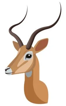 Impala portrait made in unique simple cartoon style. Head of african gazelle or Stock Illustration