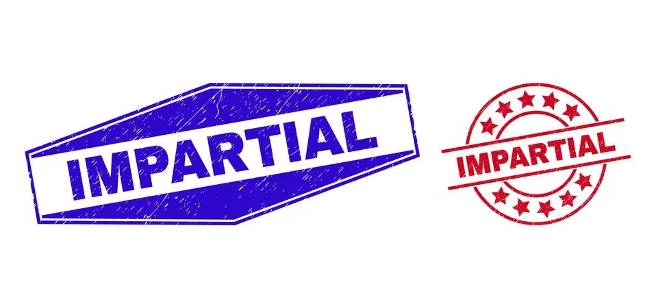 IMPARTIAL Rubber Watermarks in Circle and Hexagon Forms Stock Illustration