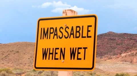 Impassable When Wet Sign HD Stock Footage 40713760