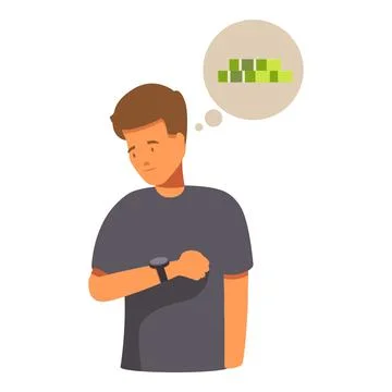 Impatient young man checking time thinking about money, wealth and savings Stock Illustration