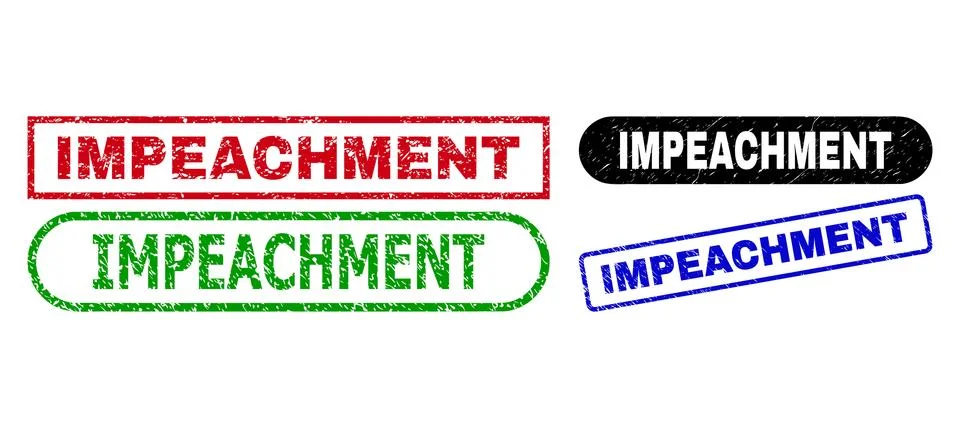 IMPEACHMENT Rectangle Seals Using Grunge Surface Stock Illustration