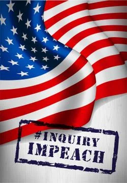 Impeachment stamp on american flag background. Vector Stock Illustration