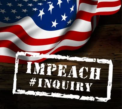 Impeachment stamp on american flag background. Vector Stock Illustration