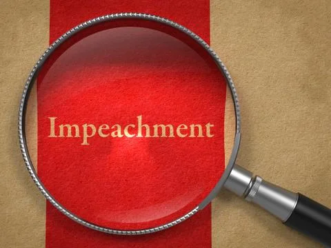Impeachment through Magnifying Glass. Stock Illustration