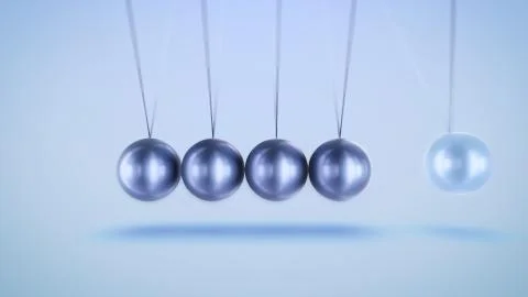 An impeccable 3d illustration of silver balls pendulum with swaying horizonta Stock Illustration