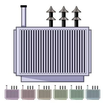 Impedance electrical transformer cartoon vector graphic Stock Illustration