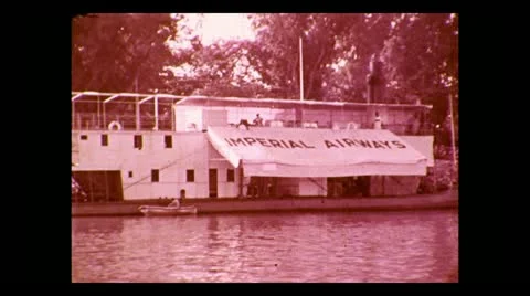 Imperial Airways Nile River service barge 1937 Stock Footage