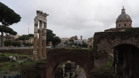Imperial Forums in Rome on a Winter Day Stock Footage 328643926
