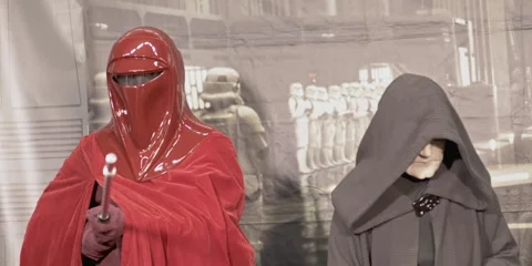 Imperial Guard and Sith posing at Comic Con. Stock Footage 321348843