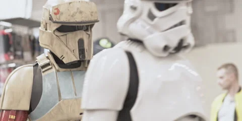 Imperial officer cosplay at Comic Con . Stock Footage 321348974