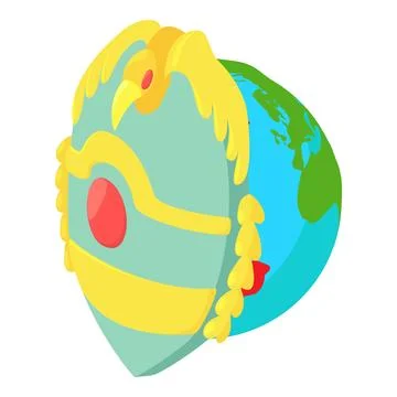 Imperial shield icon isometric vector. New imperial shield on planet background Stock Illustration