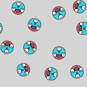 Implant dental procedure vector seamless pattern Stock Illustration