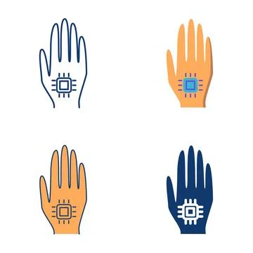 Implantable chip icon set Stock Illustration