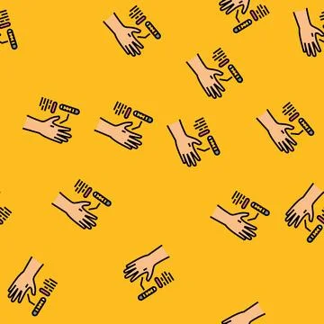 Implantable microchip hand vector seamless pattern 库存插图