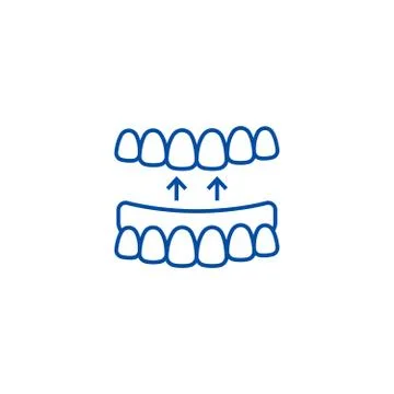 Implanted teeth line icon concept. Implanted teeth flat vector symbol, sign 스톡 일러스트