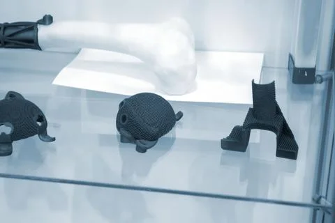 Implants and prostheses printed on 3D printer from biocompatible titanium powder Stock Photos