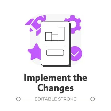 Implement changes flat outline concept icon 스톡 일러스트