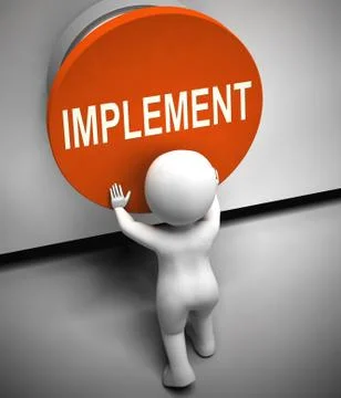 Implement concept icon means to carry out the plan and execute a project - 3d Stock Illustration