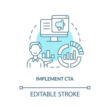 Implement CTA turquoise concept icon Stock Illustration