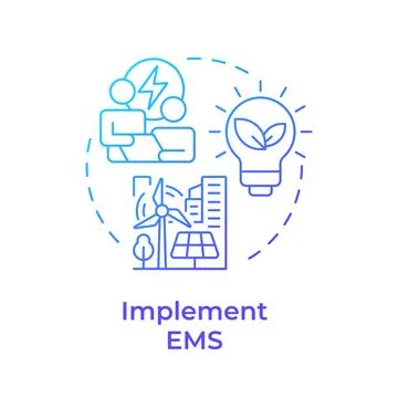 Implement EMS blue gradient concept icon Illustrazione stock