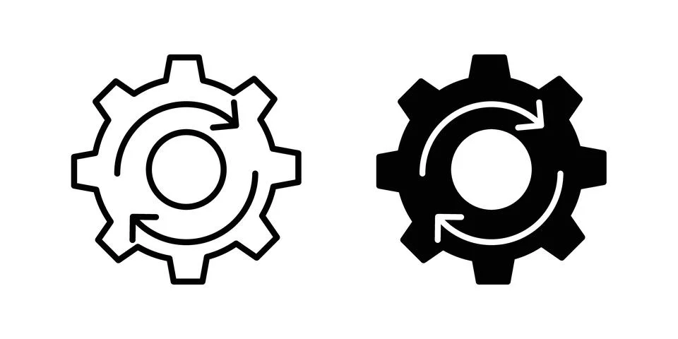 Implement icon vector template set in black Stock Illustration