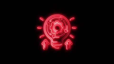 Implement Outline Icon in HD Video Neon Animation Vídeos de archivo 304552525