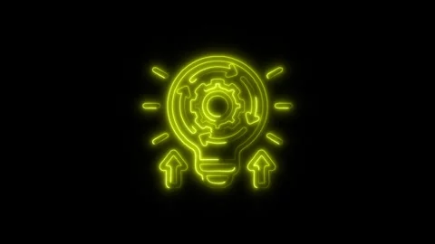 Implement Outline Icon in HD Video Neon Animation 库存影片 304552527