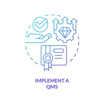 Implement QMS blue gradient concept icon Stock Illustration