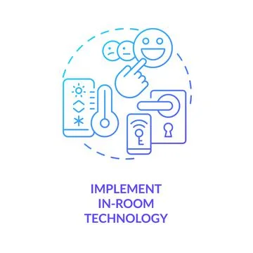 Implement in-room technology blue gradient concept icon Illustrazione stock