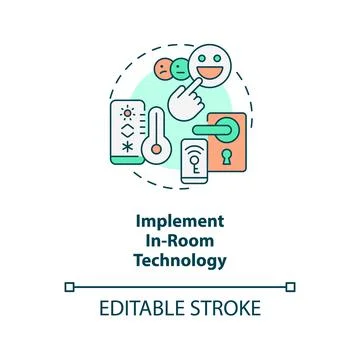 Implement in-room technology concept icon Illustrazione stock