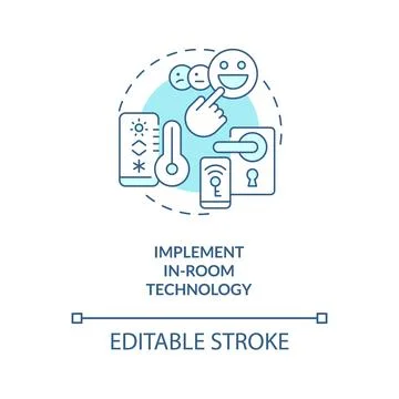 Implement in-room technology turquoise concept icon Stock Illustration
