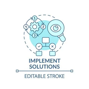 Implement solutions blue concept icon Stockillustratie